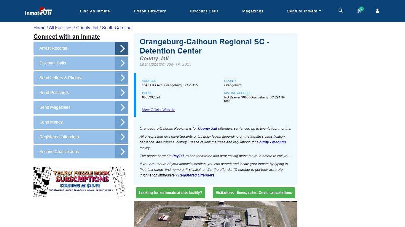 Orangeburg-Calhoun Regional SC - Detention Center - Inmate Locator ...